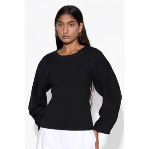 Mara Hoffman • Genevieve Top black organic cotton sweatshirt rib knit bustier